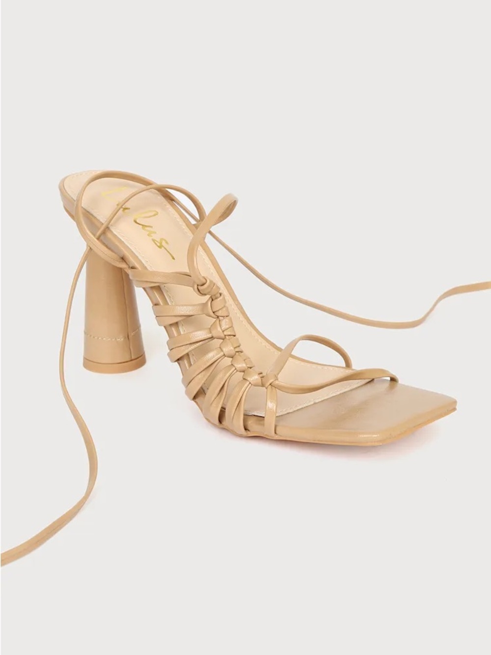 Lulu's Zindy Light Nude Lace-Up High Heel Sandals size 9